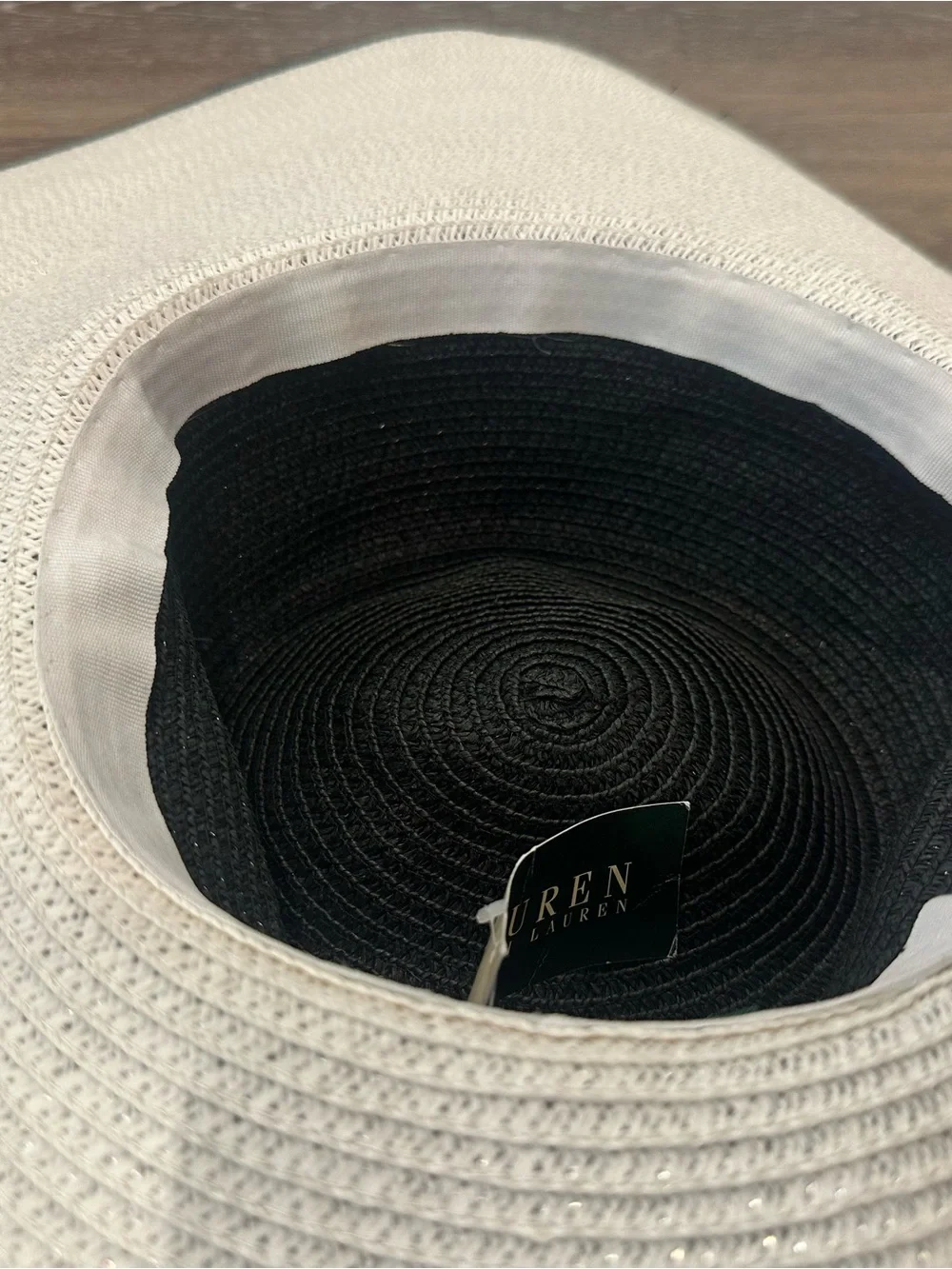 Lauren Ralph Lauren Black Wide-Brim Straw Sun Hat